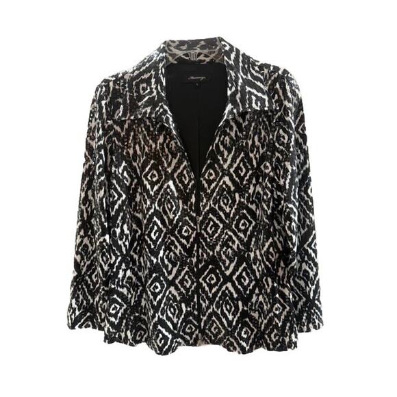 Mesmerise Jacket Women Large Black White Geo Print Long Sleeve Collared Full Zip - Picture 1 of 6